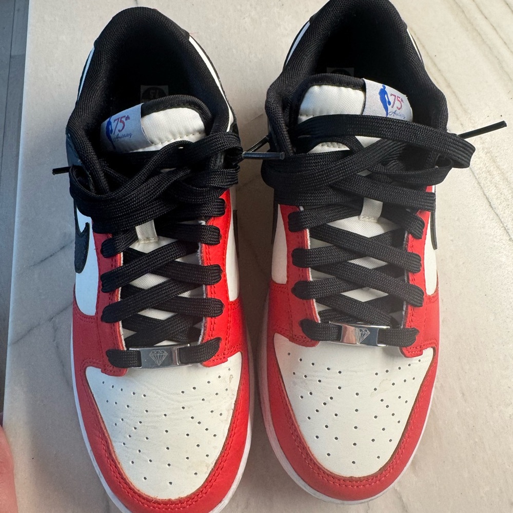 Nike Dunks-75th NBA anniversary Red and White Athletic Shoes
